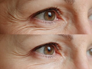 Before After Crow's feet and wrinkles around the eyes