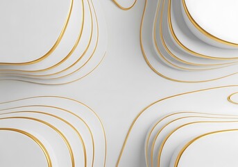 Elegant white and gold layered abstract background with flowing curved lines design