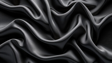 Fototapeta premium Luxurious black fabric with smooth texture and elegant draping, showcasing subtle shine and depth, perfect for various design applications