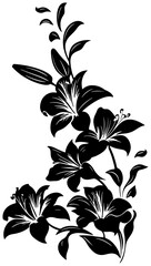 Silhouette Lily Flower Corner Border Vector Design