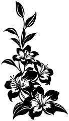 Bold Outline Lily Silhouette for Decorative Corner Frame