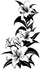 Bold Outline Lily Silhouette for Decorative Corner Frame