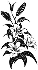 Bold Outline Lily Silhouette for Decorative Corner Frame