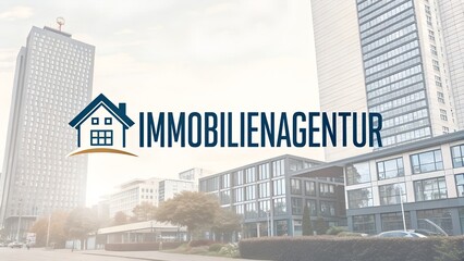 High-end property ad concept with word Immobilienagentur presented like a logo and space for advertising text fits perfectly for real estate companies brokers rental agencies and home sale campaigns