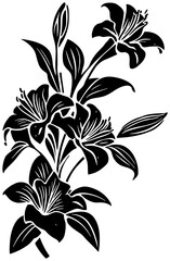 Silhouette Lily Flower Corner Border Vector Design