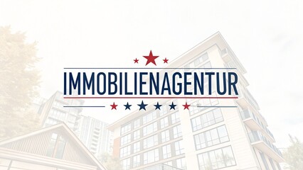 Stylish real estate template with Immobilienagentur headline and modern architecture image resembles a logo contains blank area for promotional message suitable for home listings apartments sales