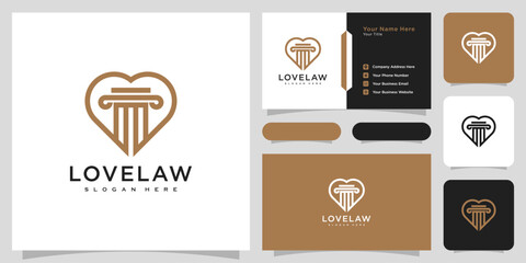 love and law firm logo vector design and business card
