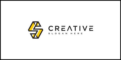 initial letter s logo vector design line style
