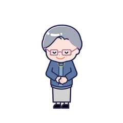 私服のシニア／ななめ／女性 08