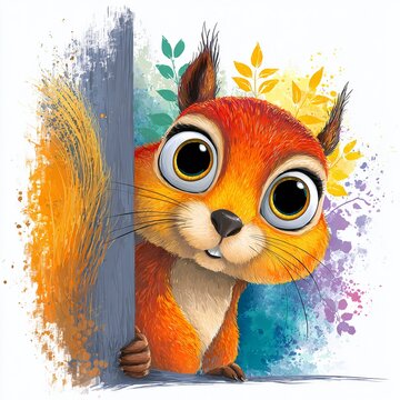 A Whimsical BacktoSchool Scene Hyperactive Squirrel with a Nut Ready for Educational Adventures