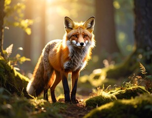 Mystical Fox Spirit With Nine Tails - High-detail digital painting