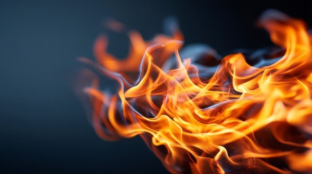 Movement, enthusiasm and fiery energy. Bursting Flames of Passion - Abstract Fiery Movement and Energy Concept with Copy Space