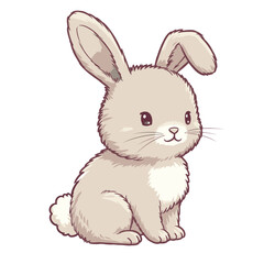 Obraz premium Adorable Fluffy Baby Bunny – Cute Cartoon Rabbit Vector Art