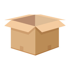 Open cardboard box ready for packing or shipping against a white background