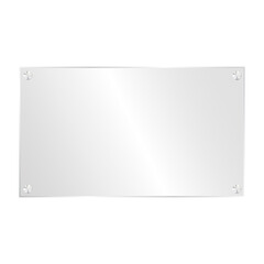 Blank reflective glass  plate secured with four prominent round glass adapters 