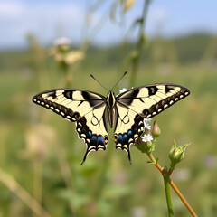 Iphiclides podalirius; scarce swallowtail butterfly in rural Tuscany