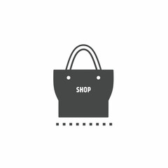 Black and white shopping bag vector illustration icon. Illustration for business. Vector template.