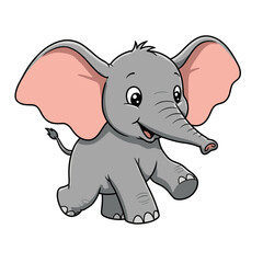 Obraz premium Adorable Playful Baby Elephant Calf – Cute Cartoon Animal Vector