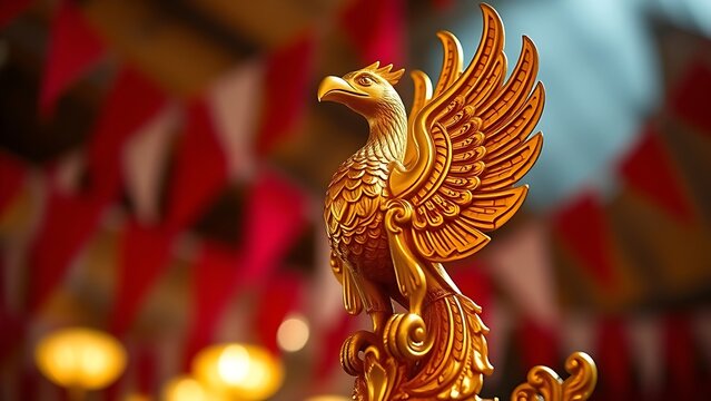 Polished red star badge on military uniform for PLA Day