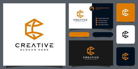 initial letter c logo line style vector design