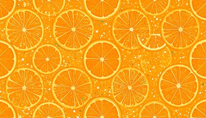 Orange slices in a repeating pattern, with gold glitter