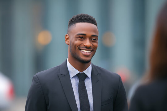 smiling businessman talking client meeting success office concept - Powered by Adobe