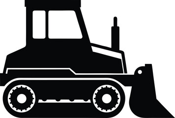 Bulldozer Silhouette Vector Art Illustration