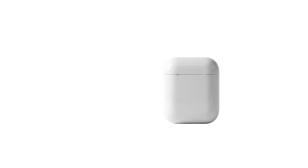 Modern white wireless earbud charging case isolated PNG with Transparent Background
