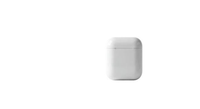 Modern white wireless earbud charging case isolated PNG with Transparent Background