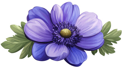 Fototapeta premium blue purple anemone flower on white background