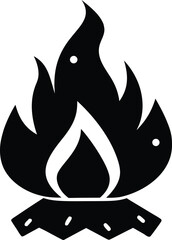 Campfire Silhouette Vector Art Illustration