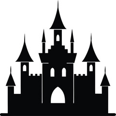 Fototapeta premium Castle Silhouette Vector Art Illustration