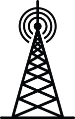 Cell Tower Silhouette Vector Art Illustration