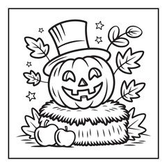 Bold and Easy Cozy Halloween Coloring Pages, Line Art, Vector Illustration, Black and White, Halloween, Coloring Pages, Coloring Book, 8.5x8.5