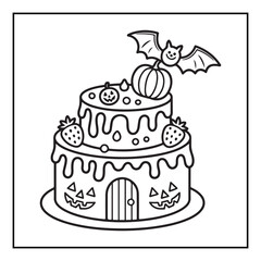 Bold and Easy Cozy Halloween Coloring Pages, Line Art, Vector Illustration, Black and White, Halloween, Coloring Pages, Coloring Book, 8.5x8.5