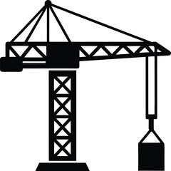 Construction Crane Silhouette Vector Art Illustration