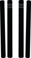 Cricket Stumps Silhouette Vector Art Illustration