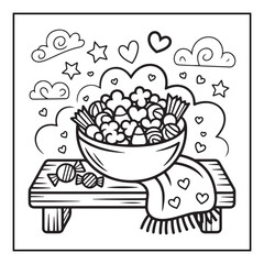 Bold and Easy Cozy Halloween Coloring Pages, Line Art, Vector Illustration, Black and White, Halloween, Coloring Pages, Coloring Book, 8.5x8.5