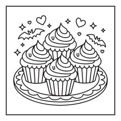 Bold and Easy Cozy Halloween Coloring Pages, Line Art, Vector Illustration, Black and White, Halloween, Coloring Pages, Coloring Book, 8.5x8.5