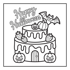 Bold and Easy Cozy Halloween Coloring Pages, Line Art, Vector Illustration, Black and White, Halloween, Coloring Pages, Coloring Book, 8.5x8.5