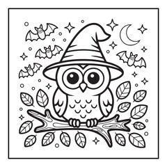 Bold and Easy Cozy Halloween Coloring Pages, Line Art, Vector Illustration, Black and White, Halloween, Coloring Pages, Coloring Book, 8.5x8.5" Design, Halloween holiday