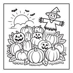 Bold and Easy Cozy Halloween Coloring Pages, Line Art, Vector Illustration, Black and White, Halloween, Coloring Pages, Coloring Book, 8.5x8.5" Design, Halloween holiday