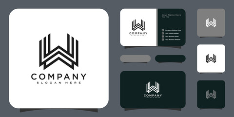 initials letter w logo vector design line style