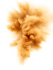 Desert sandstorm, brown dusty cloud or dry sand flying with gust of wind, big explosion realistic texture with small particles or grains vector illustration isolated on transparent background