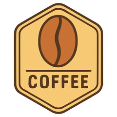 retro badge coffee emblem vintage flat color vector illustration template design