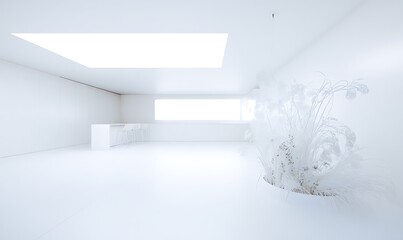 Minimalist interior bright white open space design