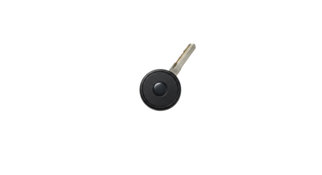 Modern black house key for home security and access isolated PNG with Transparent Background