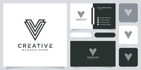 initial letter V logo line style vector design