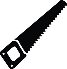 Hand Saw Silhouette Vector Art Illustration