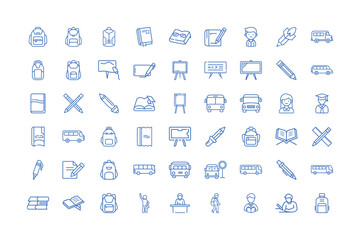 School and education vector line icons set collection